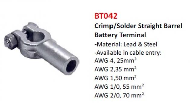 Crimp/ Solder Straight Barrel Battery Terminal 1