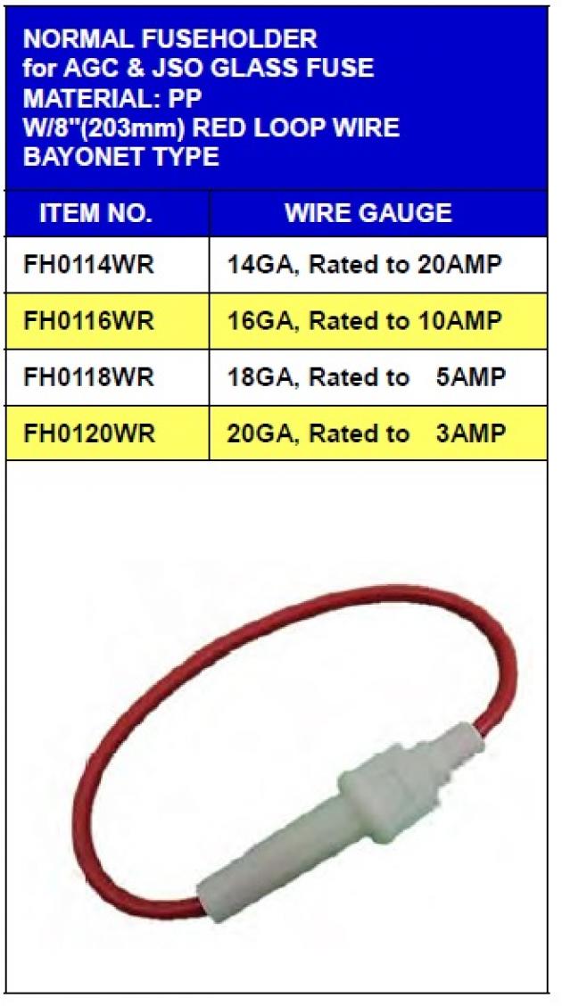 Regular Type Fuseholder for AGC&JSO Glass Fuse 1