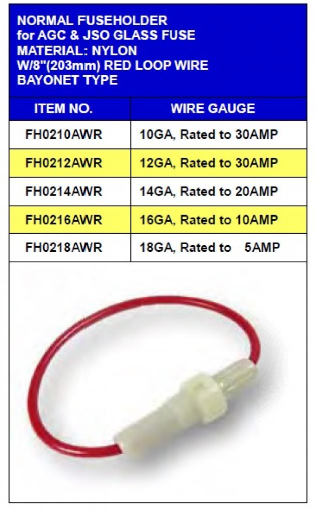 Regular Type Fuseholder for AGC&JSO Glass Fuse 1