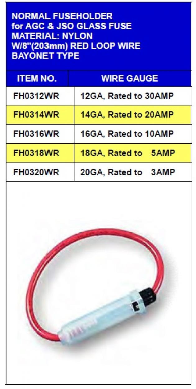 Regular Type Fuseholder for AGC&JSO Glass Fuse 1