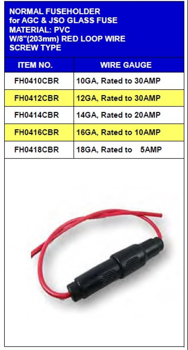 Regular Type Fuseholder for AGC&JSO Glass Fuse 1