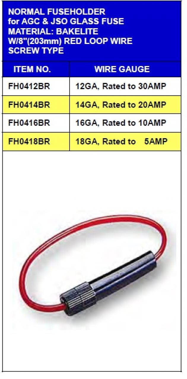 Regular Type Fuseholder for AGC&JSO Glass Fuse 1