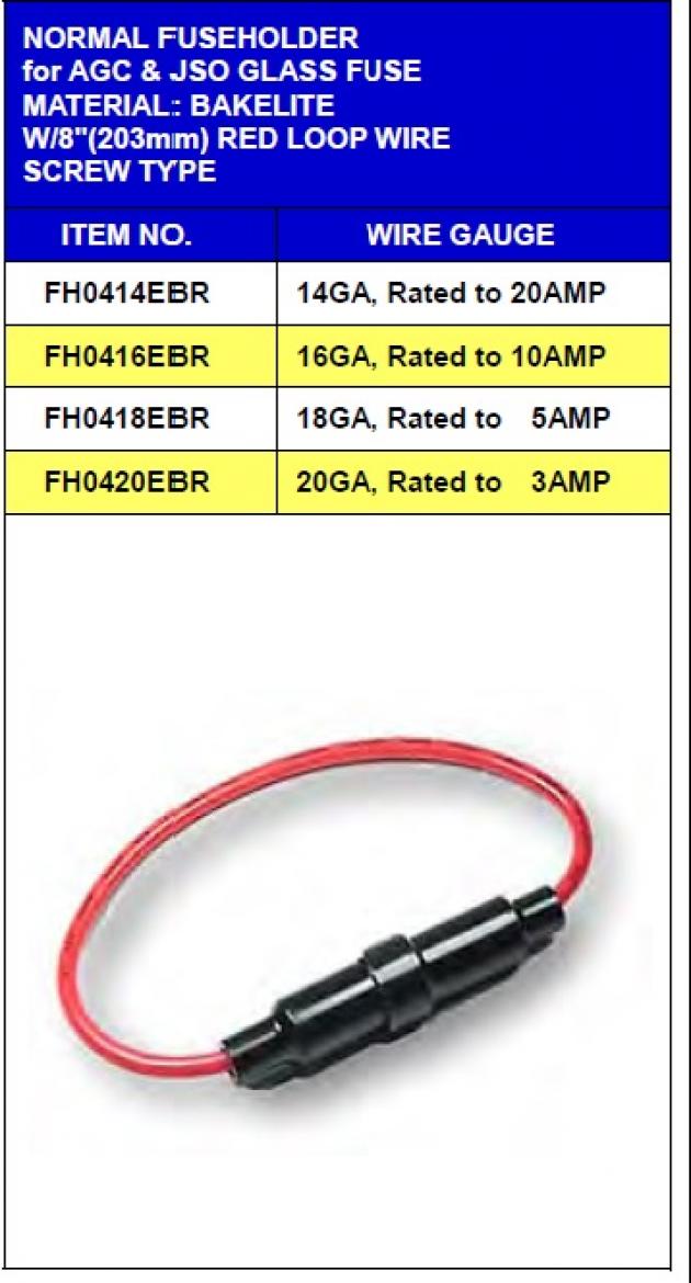 Regular Type Fuseholder for AGC&JSO Glass Fuse 1