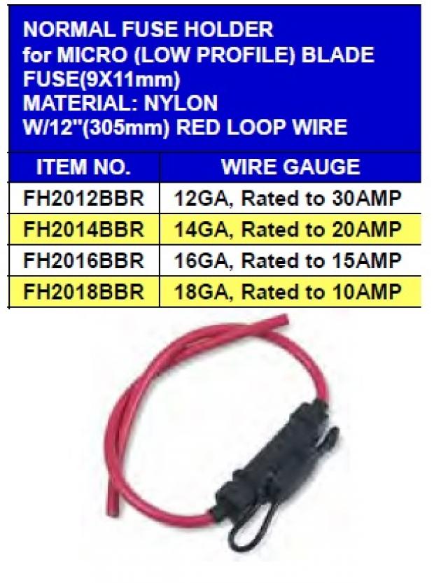 Regular Type Fuseholder for Micro (Low Profile) Blade Fuse (9x11mm) 1