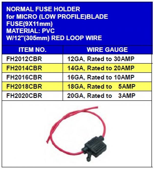 Regular Type Fuseholder for Micro (Low Profile) Blade Fuse (9x11mm) 1