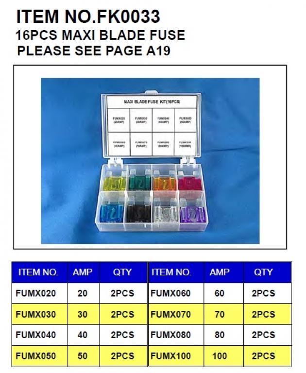 16pcs Maxi Blade Fuse 1