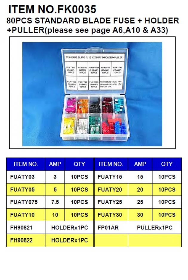 80pcs Standard Blade Fuse + Holder + Puller 1