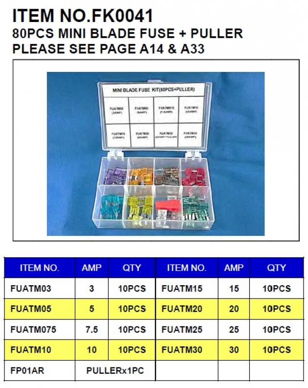 80pcs Mini Blade Fuse + Puller 1