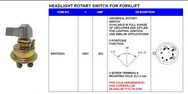 Headlight Rotary Switch for Forklift 1