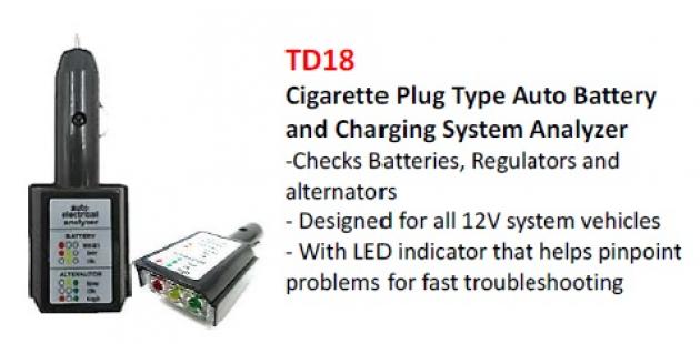 Cigarette Plug Type Auto Battery and Charging System Analyzer 1