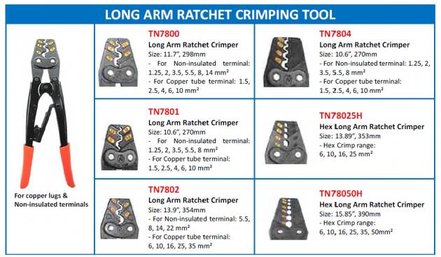 Long Arm Ratchet Crimping Tool 1