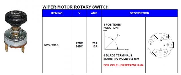 Wiper Motor Rotary Switch 1