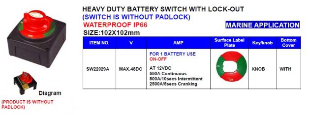 Heavy Duty Battery Switch With Lock-Out 1